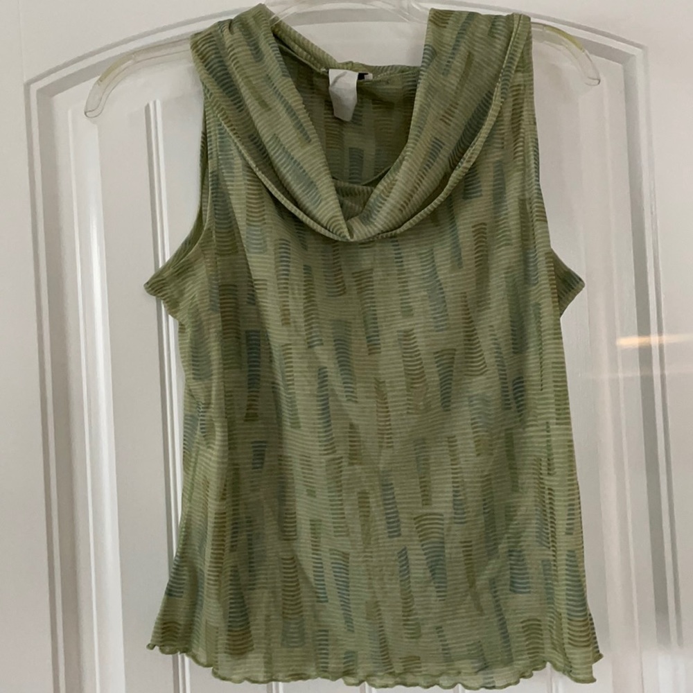 UTILITY Shades of Green Cowl Neck Sleeveless Top